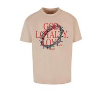 MT Upscale Mister Upscale Unisex T-Shirt God Loyalty Love Oversize Tee, 100% Cotton, Sand, Xs