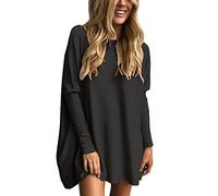 Oversized T Shirts for Women Casual Loose Round Neck Pullover Tunic Tops Fashion Long Sleeve Longline Swing Blouse Shirts Comfortable Plus Size Deals of The Day Sale Black