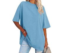 Oversized T Shirts for Women Extra Large Ladies Black Cotton T Shirt Oversized Shirts for Women V Neck Nutmeg Clothing Workout Outdoor Walking V Neck Tops UK Y2K Streetwear Blue M