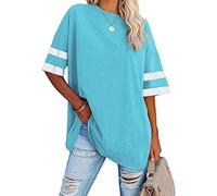 Oversized T Shirts for Women Ladies Tops Size 12 Mint Green Tops for Women Oversized Tshirts Hiking Walking Traveling Tee Shirts UK Striped-Light Blue XXL