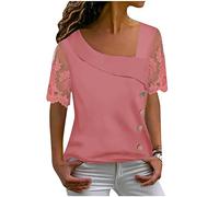 Oversized T Shirts for Women, Roll Long Sleeve Button Down Shirts V Neck Loose Casual Cotton Linen T-Shirts Summer Shirts Blouse Oversized Tees Tops Ladies Henley T-Shirt Boho Tops for Women UK Tees
