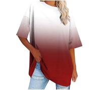 Oversized T Shirts for Women UK Sale Clearance Short Sleeve Summer Tops Gradient Color Crew Neck Tshirts Baggy Pullover Tunic Tops Ladies Elegant Blouses Casual Basic Tee Shirts Plus Size S-5XL