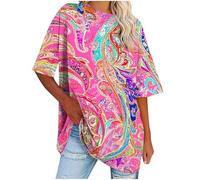 Oversized T Shirts for Women UK Short Sleeve Summer Tops Gradient Color Crew Neck Tshirts Baggy Pullover Tunic Tops Ladies Elegant Blouses Casual Basic Tee Shirts Plus Size S-5XL