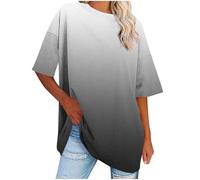 Oversized T Shirts for Women UK Short Sleeve Summer Tops Gradient Color Crew Neck Tshirts Baggy Pullover Tunic Tops Ladies Elegant Blouses Casual Basic Tee Shirts Plus Size S-5XL