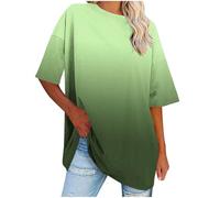 Oversized T Shirts for Women UK Short Sleeve Summer Tops Gradient Color Crew Neck Tshirts Baggy Pullover Tunic Tops Ladies Elegant Blouses Casual Basic Tee Shirts Plus Size S-5XL