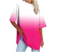 Oversized T Shirts for Women UK Short Sleeve Summer Tops Gradient Color Crew Neck Tshirts Baggy Pullover Tunic Tops Ladies Elegant Blouses Casual Basic Tee Shirts Plus Size S-5XL