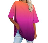 Oversized T Shirts for Women UK Short Sleeve Summer Tops Gradient Color Crew Neck Tshirts Baggy Pullover Tunic Tops Ladies Elegant Blouses Casual Basic Tee Shirts Plus Size S-5XL