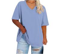 Oversized T Shirts for Womens Summer Tops Dressy Casual Blouses Plus Size T-Shirt V Neck Short Sleeve Loose Fit Basic Tees Baggy Pullover Workout Shirts Beach Vacation Gym Tops