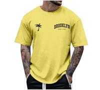 Oversized T-Shirts Heavy Cotton Washed Summer Vintage Tee Loose Fit Short Sleeve Casual Shirts for Men Women Mens White t Shirt Mens Workwear Shirts Tshirt (Shirts for Men Adult Yellow,5XL)