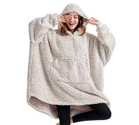 Oversized Teddy Fleece Hoodie Blanket for Women Cuddly Sherpa Wearable Snuggle Blanket Hoody for Adults Kids Men Teenager, Super Warm and Soft,Brown