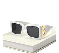 Oversized The Letter B Square Luxury Trend Sunglasses Women Men Retro rectangle sunglasses-White gray
