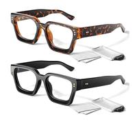 Oversized Thick Square Fake Glasses for Women Men,Fashion Preppy Clear Lens Eyeglasses with 100% UV400 Protection