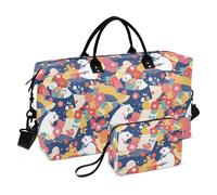 Oversized Travel Duffel Bag Carry on Weekender Overnight Bag Sport Training Bag with Adjustable Strap for Yoga Foldable, blue Japanese polar bears