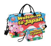 Oversized Travel Duffel Bag Shoulder Weekender Overnight Bag with Adjustable Strap for Trekking Multifunctional Welcome To Japan Scenery Culture