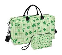 Oversized Travel Duffel Bag St. Patrick's Day Lucky Green Clover Large Carry On Bag Sports Gym Tote Bag with Toiletry Bag for Trip Waterproof, St. Patrick's Day lucky Green clover127, Set Of 2, Art