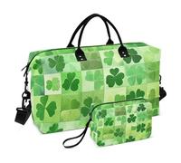 Oversized Travel Duffel Bag St. Patrick's Day Lucky Green Clover Weekender Duffel Bag Large Gym Bag with Toiletry Bag for Airplane Traveling Multifunctional, St. Patrick's Day lucky Green clover140,