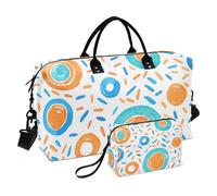 Oversized Travel Duffel Bag Waves Abstract Orange Blue Weekender Overnight Bag Gym Duffel Bag with Toiletry Bag for Hiking Large Capacity, waves abstract orange blue, Set Of 2, Art Deco