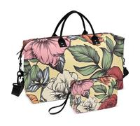 Oversized Travel Duffel Bag Weekender Overnight Bag with Adjustable Strap for Yoga Large Capacity Dominican Republic Bayahibe Rose Beauty Flower