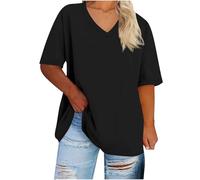 Oversized Tshirts for Women Workout Plus Size Tops V Neck Short Sleeve Gym Shirts Solid Color Sports Casual Loose Fit Pullover Basic Tees Beach Vacation Gym Clothes