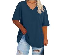 Oversized Tshirts for Women Workout Plus Size Tops V Neck Short Sleeve Gym Shirts Solid Color Sports Casual Loose Fit Pullover Basic Tees Beach Vacation Gym Clothes