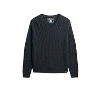 Oversized twisted knit V-neck pullover for women Superdry Bleu L/XL