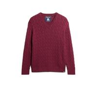 Oversized twisted knit V-neck pullover for women Superdry Rouge S/M