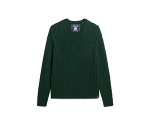 Oversized twisted knit V-neck pullover for women Superdry Vert L/XL
