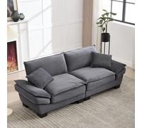 Oversized Two-Seater Sofa with Modern Deep-Seated Modular Design, Comfortable Daybed with Ergonomic Curves, 224L x 81W x 81H cm, Dark Gray Aosom UK