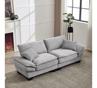 Oversized Two-Seater Sofa with Modern Deep-Seated Modular Design, Comfortable Daybed with Ergonomic Curves, 224L x 81W x 81H cm, Light Gray Aosom UK