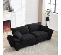 Oversized Two-Seater Sofa with Modern Deep-Seated Modular Design, Comfortable Daybed with Ergonomic Curves, 224L x 81W x 81H cm, Black Aosom UK