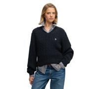 Superdry Oversized Cable V Neck Sweater Blue S Woman