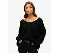 Oversized V-neck pull for women Superdry Noir S