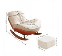 Oversized Velvet Rocking Chair & Footstool Set - Plush Glider for Living Room Patio Sunroom Balcony - Cozy Relaxation Chair in Gray
