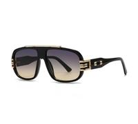 Oversized Vintage Big Frame Sunglasses Women for Men Luxury Punk Popular Metal Rivet Shades(Black Gray Yellow)