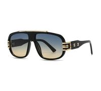 Oversized Vintage Big Frame Sunglasses Women for Men Luxury Punk Popular Metal Rivet Shades(Black Green Orange)