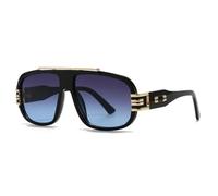 Oversized Vintage Big Frame Sunglasses Women for Men Luxury Punk Popular Metal Rivet Shades(Black Gray Blue)