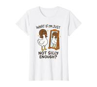 Oversized Vintage Bob Cut Goose Not Silly Enough Funny Value Graphic T-Shirt, Women, White, L
