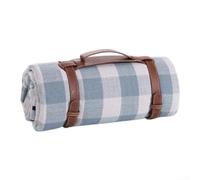 Oversized Water-Resistant Picnic Blanket 200x200cm - for durable Sandproof Ground Sheet for Garden Beach Park - for Soft Acrylic for top Layer with PEVA Backing for Group (Light blue plaid 2*2m)