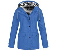Oversized Waterproof Jackets Women Clearance Printed Raincoat Hooded Long Sleeve Zipper Winter Warm Tunic Overcoat Outdoor Sunscreen Windproof Softshell Jackets with Pockets Sportswear UK Size 8-22