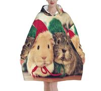 Oversized Wearable Blanket Hoodie Cute Guinea Pigs,Super Soft Flannel Hooded Blanket Pullover For Adults,Warm Fleece Sweatshirt For Women Men/Cozy Wearable Blanket Hoodie For Cold Weather