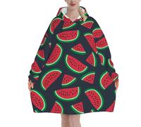 Oversized Wearable Blanket Hoodie Red Watermelon,Super Soft Flannel Hooded Blanket Pullover For Adults,Warm Fleece Sweatshirt For Women Men/Cozy Wearable Blanket Hoodie For Cold Weather