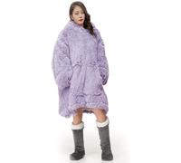Oversized Wearable Blanket Hoodie, Teddy Fleece Fluffy Sherpa, Printed Hooded Sweatshirt Blanket Pullover, Giant Hooded (Cuddles Lilac)