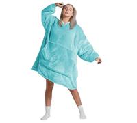 Oversized Wearable Hoodie Blanket Ultra Soft Sherpa Fleece Oodies Reversible Warm & Cozy Giant Hooded Blanket Sweatshirt Large Front Pocket - Gift One Size Fits For All (Solid Color, Duck Egg)