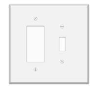 Oversized White Metal Wall Plates - 5.5" x 5.5" Decorative Covers for Outlets, Switches, Toggle, Rocker, Duplex, Smart Devices | 1-5 Gang Jumbo Faceplates (1 Toggle 1 Rocker, 2-Gang)