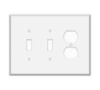 Oversized White Metal Wall Plates - 5.5" x 5.5" Decorative Covers for Outlets, Switches, Toggle, Rocker, Duplex, Smart Devices | 1-5 Gang Jumbo Faceplates (2 Toggle 1 Duplex, 3-Gang)