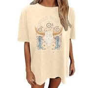 Oversized Wild West Cowboys T-Shirt for Women Western Rodeo Graphic Tee Short Sleeve Loose Vintage Country Music Tee Top 2025 New