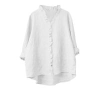 Oversized Women's Blouses & Shirts Long Sleeve Dressy Shirts Cotton Linen Button Up Longline Blouses Casual Lightweight Tunic Tops Ladies Long Length Tops Plus Size UK Sale