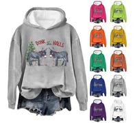 oversized xmas jumper women Christmas Costume for Women Uk Xmas Theme Print Donk the Halls Hoodies Long Sleeve Fleece Hooded Sweatshirts Casual Fasion black christmas jumpers for