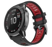 OVERSTEP for Garmin Fenix 6X, 26mm Soft Silicone Strap Replacement Wristband for Fenix 6X/Fenix 6X Pro/Fenix 7X/Fenix 5X /Fenix 5X Plus/Fenix 3/HR/Descent MK1/D2 Delta PX/D2 Charlie (26MM, black red)