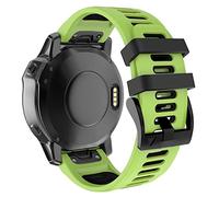 OVERSTEP Watch Band for Garmin Fenix 5X, 6X, 7X, 3, HR, Descent MK1, D2 Delta PX, Charlie - 26mm Soft Silicone Strap Replacement Wristband - Green - Unisex - Sports - Breathable - Water Resistant